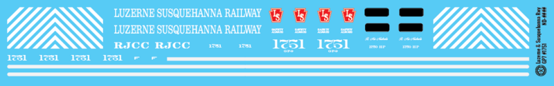 HO Scale - Luzerne Susquehanna Railway GP9 1751 Decals