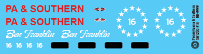 N Scale - PA &amp; Southern SW1200 16 Locomotive Decals