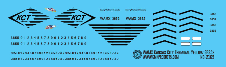 WAMX Kansas City Terminal GP35 Yellow Locomotive Decals