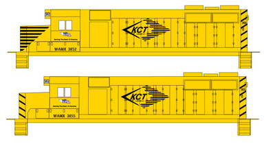WAMX Kansas City Terminal GP35 Yellow Locomotive Decals