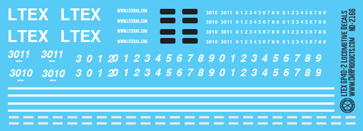 LTEX Red Gray GP40-2 Locomotive Decals