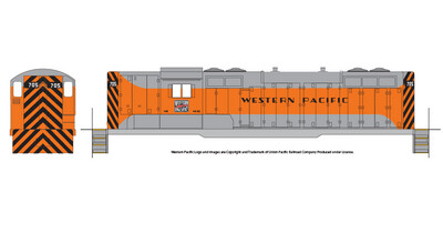 Western Pacific Gray Orange GP9 Locomotive Decals