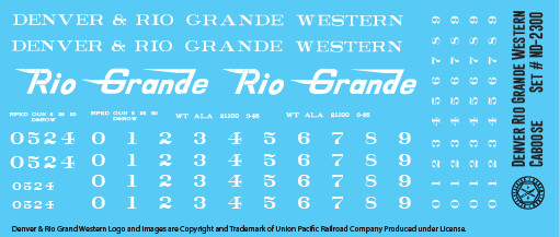Rio Grande Narrow Gauge Caboose Decals