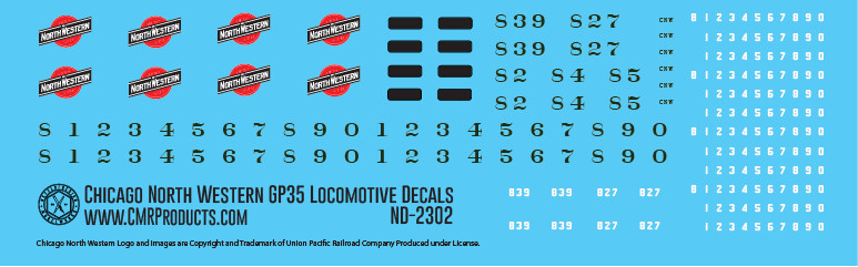 Chicago North Western GP35 Locomotive Decals