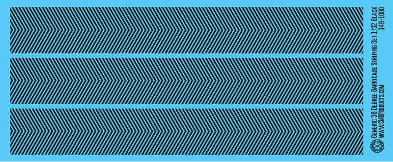 Generic 30 Degree Barricade Striping Decal Set Black