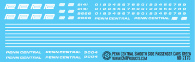 Penn Central Smooth Side Passenger Car Decals