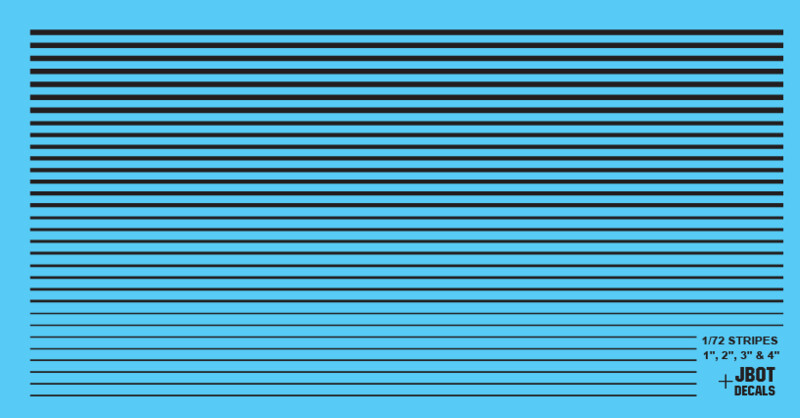 JBOT Decals - Generic Striping Set 1:72 Black 1-4in
