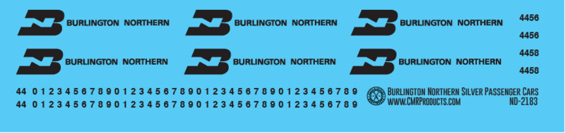 Burlington Northern Silver Passenger Car Decals
