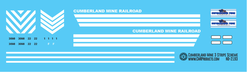 Cumberland Mine 3 Stripe Locomotive Decals