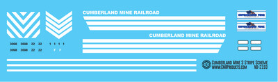 HO Scale - Cumberland Mine 3 Stripe Locomotive Decals