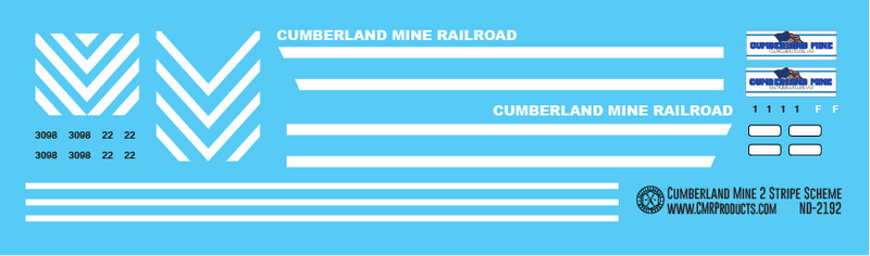 HO Scale - Cumberland Mine 2 Stripe Locomotive Decals