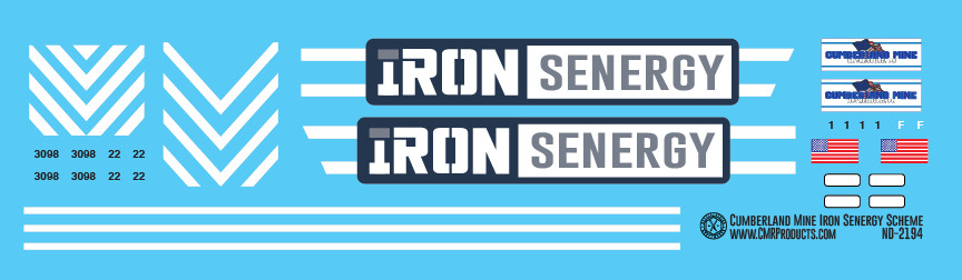 HO Scale - Cumberland Mine Iron Senergy Locomotive Decals