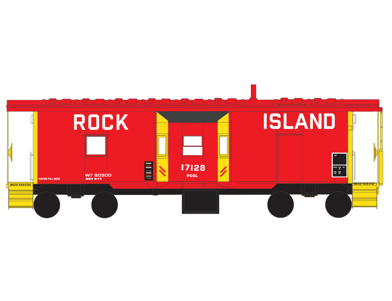 Rock Island Red Block Lettering Bay Window Caboose Decals