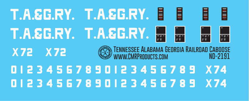 Tennessee Alabama Georgia Bay Window Caboose Decals