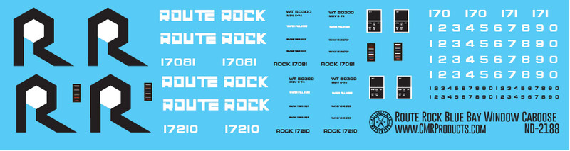 Rock Island Route Rock Blue Bay Window Caboose Decals