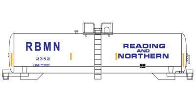 Reading Northern Water Supply Tank Car Dark Blue Decals