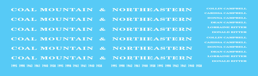Coal Mountain &amp; Northeastern Smooth Side Passenger Car Decals