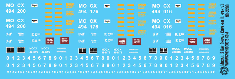 Mosaic Phosphate 3 Bay Brown Covered Hopper v1 Decals