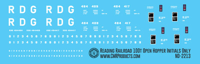 N Scale - Reading Railroad 100t Open Hopper Initials Only Decals