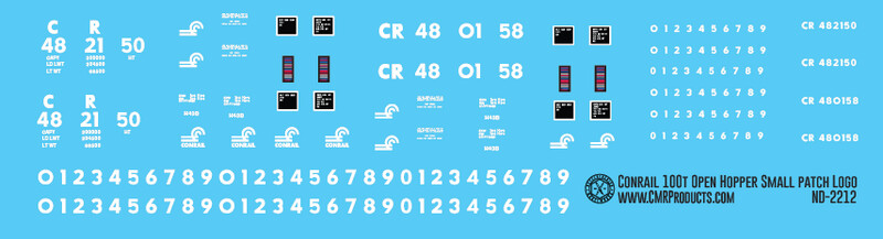 Conrail 100T Open Hopper Small Patch Logo Decals