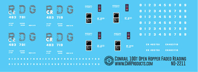 Conrail 100t Open Hopper Faded RDG Logo Decals