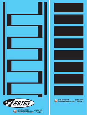 Estes Alpha III Rocket Decals BT80 Sizing