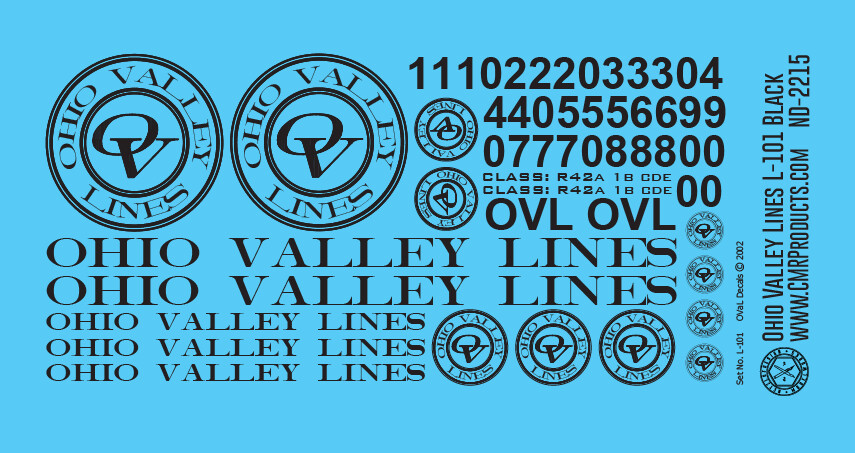 Ohio Valley Lines Decal Set L-101 Black