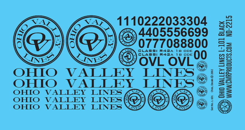 Ohio Valley Lines Decal Set L-101 Black