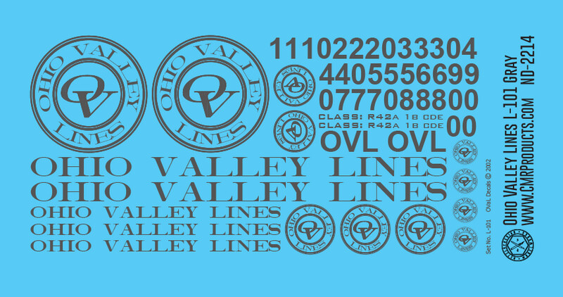 Ohio Valley Lines Decal Set L-101 Gray