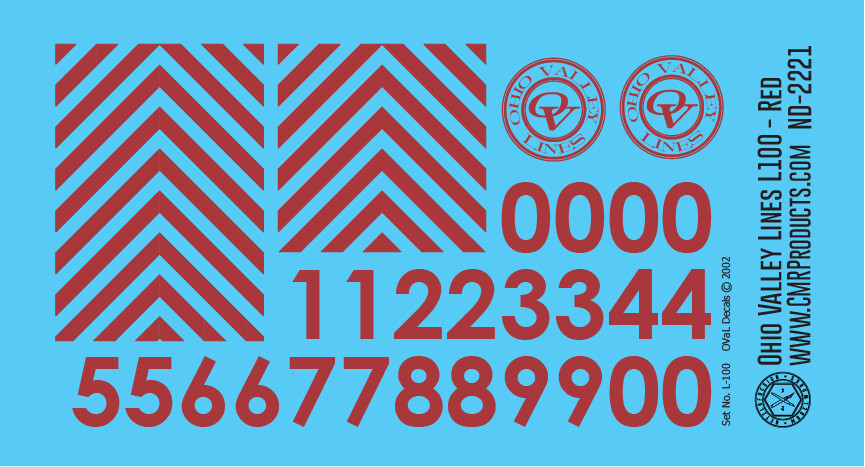 Ohio Valley Lines Decal Set L-100 Red