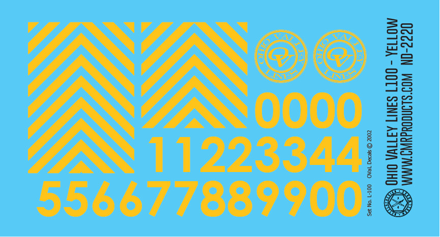 Ohio Valley Lines Decal Set L-100 Yellow