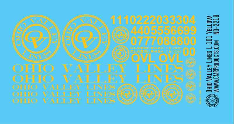 Ohio Valley Lines Decal Set L-101 Yellow