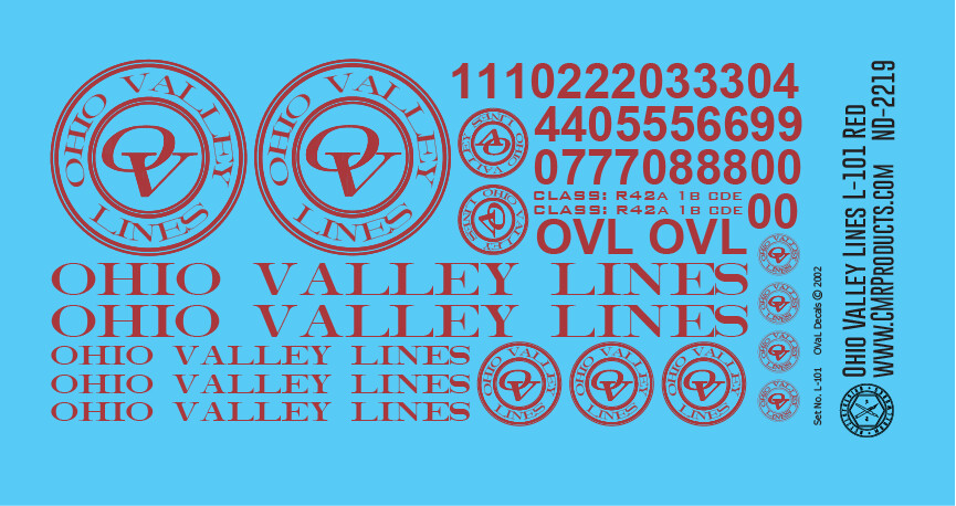 Ohio Valley Lines Decal Set L-101 Red