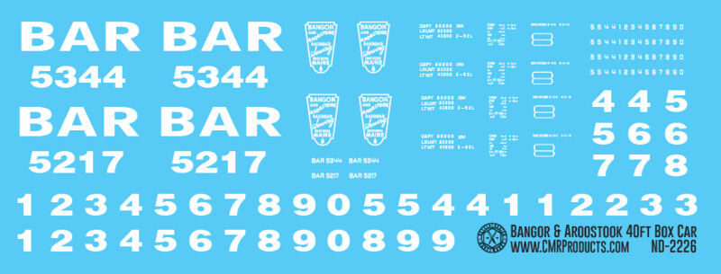 Bangor &amp; Aroostook 40ft Box Car Decals