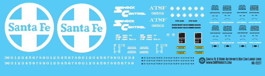 Santa Fe ATSF 8 Door Auto Parts Box Car Shock Control Large Logo