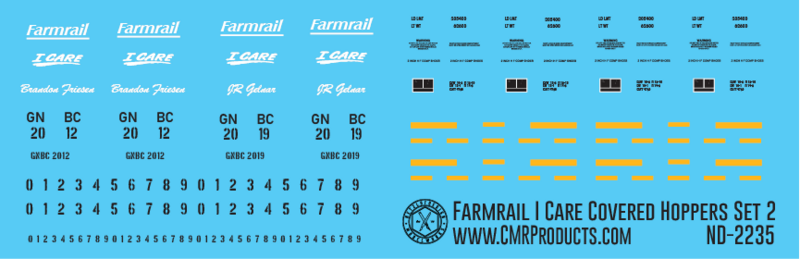 Farmrail 3 Bay I Care Covered Hopper Decal Set 2