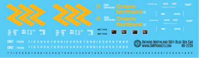 N Scale - Ontario Northland 50ft Blue Box Car Decals