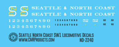 N Scale - Seattle &amp; North Coast SW1 Locomotive Decals