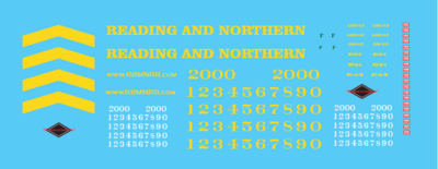 HO Scale - Reading & Northern Locomotives SD38 & SD40-2 Decal Set