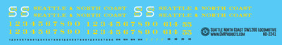 N Scale - Seattle &amp; North Coast SW1200 Locomotive Decals
