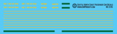 N Scale - Seattle &amp; North Coast Passenger Car Decals