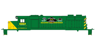 Reading Northern Locomotive 20th Anniversary SD38 Decals