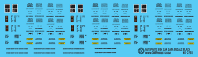 HO Scale - 86ft Auto Parts Box Car Data Set Black Decals