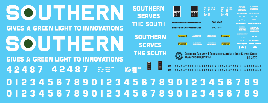 HO Scale - Southern 4 Door Auto Parts Serves the South Decals