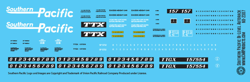 Southern Pacific Bi Level Autorack Decals