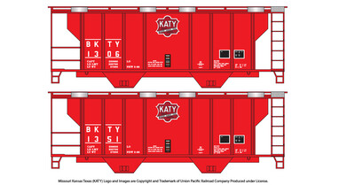 Katy (MKT) 2 Bay Red PS2 Covered Hopper Decals