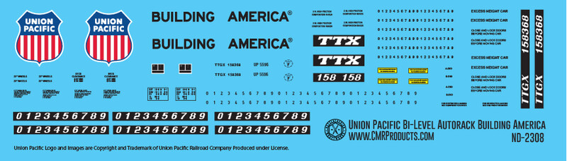 Union Pacific Bi Level Autorack Building America Decals