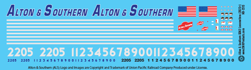 Alton & Southern SD62 Locomotive Decals