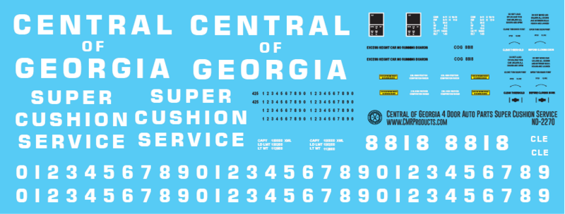Central of Georgia 4 Door Cushion Service Autoparts Decals