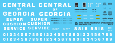 N Scale - Central of Georgia 4 Door Cushion Service Autoparts Decals